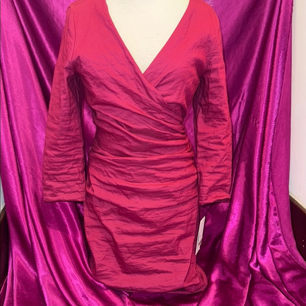 Nicole miller Elegant Red/fuchsia Wrap Dress size 12 NWT